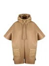 Moncler Hooded Down Cape In Brown