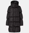 Moncler Litte Square-quilted Hooded Long Down Jacket In Black