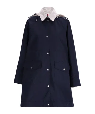 Moncler Hooded Down Jacket In Blue