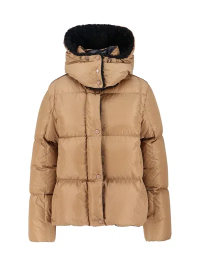 Moncler Hooded Down Jacket "castelnou" In Brown