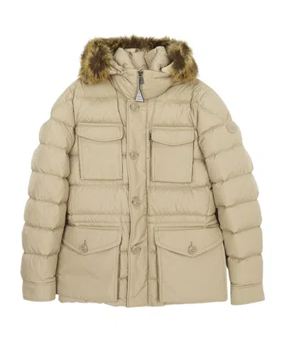 Moncler Hooded Down Jacket In Nude