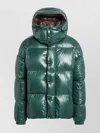 Moncler Parana Glossy Hooded Short Down Jacket Clothing In Green
