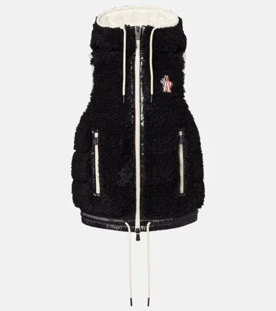 Moncler Padded Gilet With A Wool-effect Texture In Black