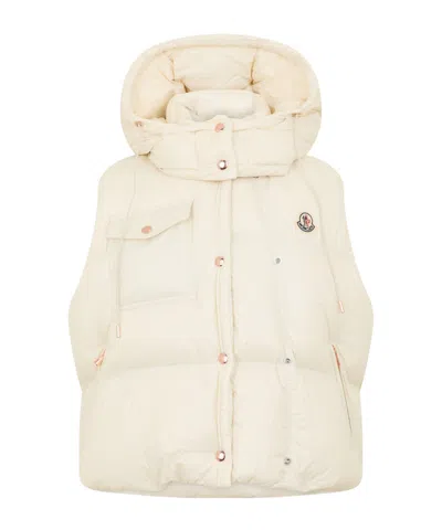 Moncler Hooded Down Vest In Green