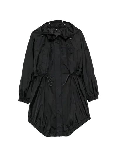 Moncler Hooded Drawstring Jacket In Black