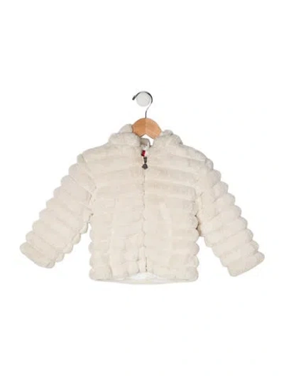 Pre-owned Moncler Babies' Hooded Faux Fur Jacket In Neutral