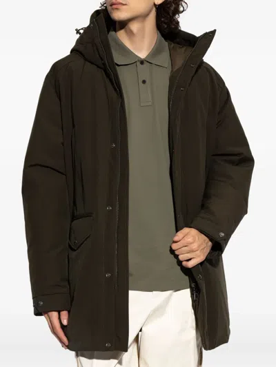 Moncler Hooded Flap-pocket Coat In Green