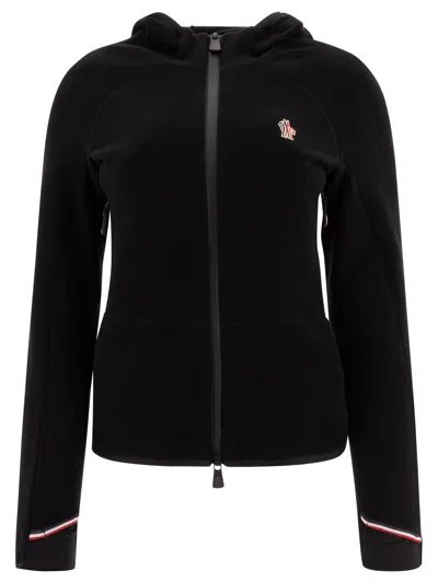 MONCLER HOODED FLEECE JACKET WITH ZIP JACKETS