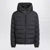 Moncler Hooded Down Jacket Featuring Elastic Cuffs In Black