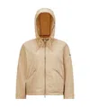 Moncler Cassiopea Hooded Polyester Jacket Drawstring Pockets In Brown