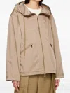 Moncler Cassiopea Hooded Polyester Jacket Drawstring Pockets In Neutral