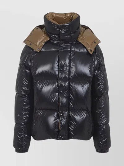 Moncler Hooded Jacket Shiny Finish In Black
