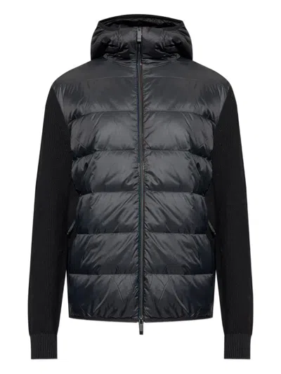 Moncler Hooded Jacket With Panels In Black