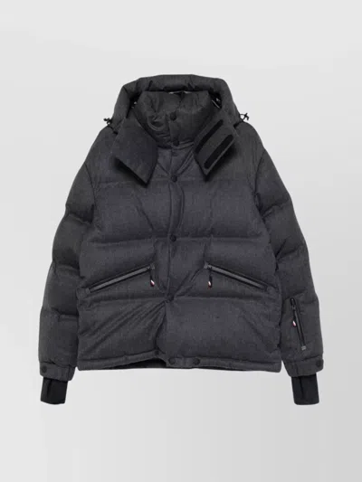 Moncler Hooded Jacket With Zip Pockets And Padded Design In Grey