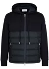 MONCLER HOODED JERSEY AND QUILTED SHELL SWEATSHIRT