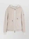 Moncler Reversible Hooded Fleece And Shell Cardigan In Neutral