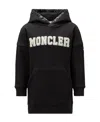Moncler Hooded Logo Dress In Black