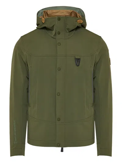 Moncler Hooded Logo-patch Jacket In Green