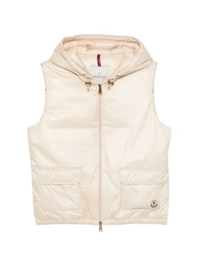 Moncler Hooded Logo-patch Gilet In Neutral