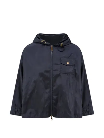 Moncler Hooded Logo-patch Jacket In Blue