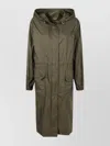 Moncler Hooded Long Jacket Drawstring Waist In Green