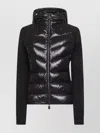 Moncler Hooded Long Sleeve Knitwear With Quilted Front In Black