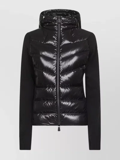 MONCLER HOODED LONG SLEEVE KNITWEAR WITH QUILTED FRONT