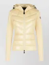 Moncler Hooded Long Sleeve Quilted Fleece Jacket In Gold