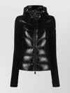 Moncler Hooded Long Sleeve Knitwear With Quilted Front In Black