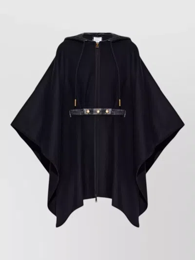 Moncler Hooded Mid Length Cape Loose Fit Buttons