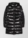 Moncler Courcelles Hooded Mid-length Down Jacket In Black