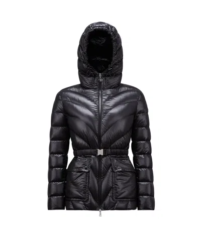 Moncler Argenno Hooded Mid-length Down Jacket Black