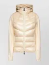 Moncler Ivory Zip-up Hooded Padded Cardigan In Gold