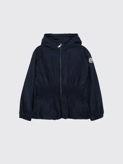 Moncler Kids'  Hooded Nylon Windbreaker In Blue
