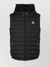 Moncler Sleeveless Hooded Padded Down Jacket With Side Pockets In Black