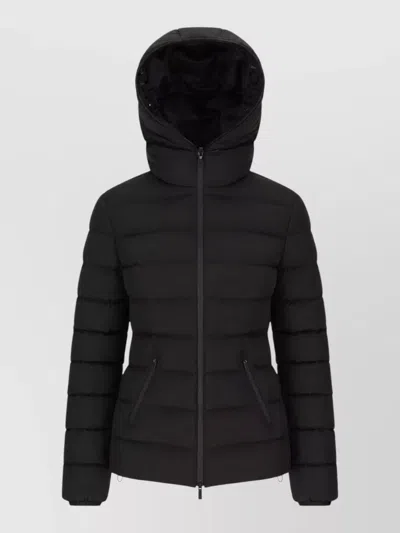 Moncler Hooded Padded Quilted Casual Long Jacket In Black