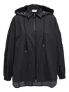 Moncler Ruffled Windbreaker Drawstring Hood In Black