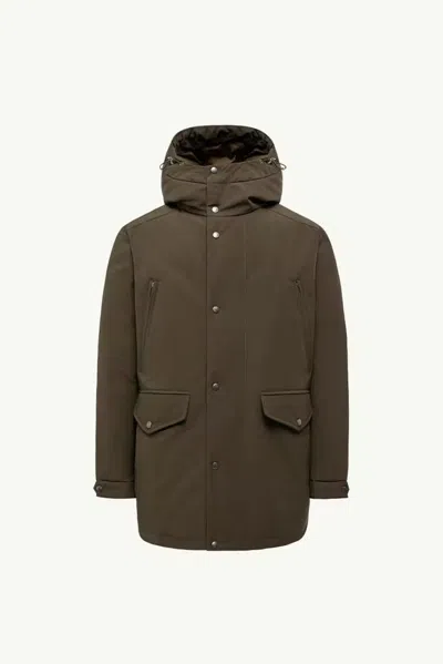 Moncler Hooded Parka Coat In Olive