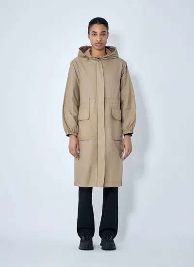 Moncler Hooded Parka Coat In Brown