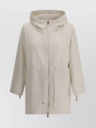 Moncler Hooded Parka Technical Adjustable Drawstring In White