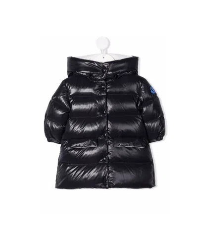 Moncler Hooded Patch-detail Padded Coat In Blue