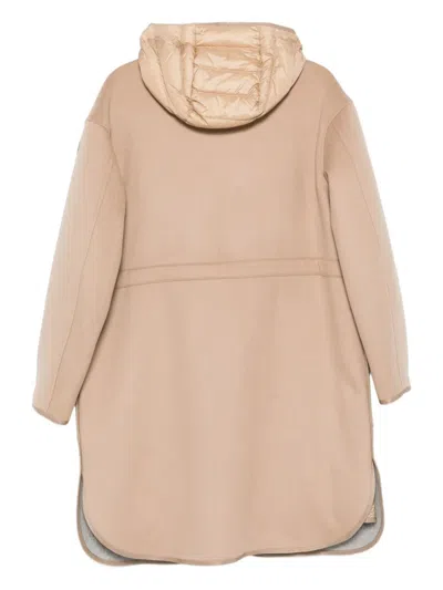 Moncler Hooded Patch-pocket Coat In Gold