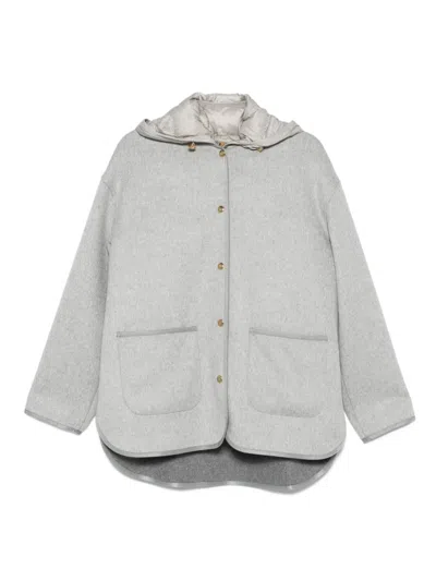 Moncler Hooded Patch-pocket Jacket In Gray