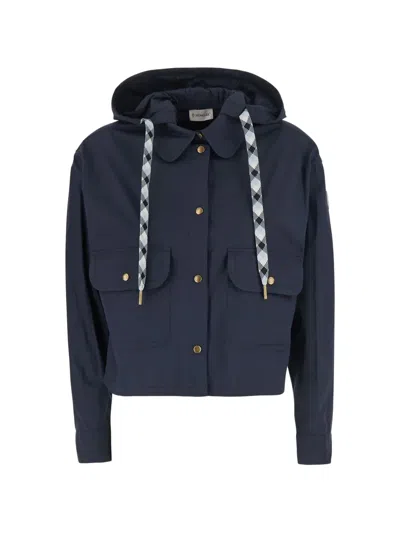 Moncler Hooded Patch-pocket Jacket In Gray