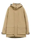 Moncler Hooded Pocket Coat In Nude