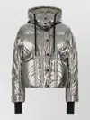 Moncler Hooded Polyester Down Jacket Long Sleeves In Animal Print
