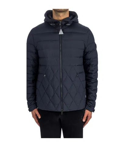 Moncler Hooded Puffer Jacket In Blue