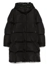 Moncler Long Litte Down Jacket With Square Quilting And Hood Clothing In Black