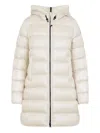 Moncler Long Quilted Parka With Hood And Pockets In White