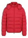 Moncler Quilted Down Jacket With Detachable Hood In Red